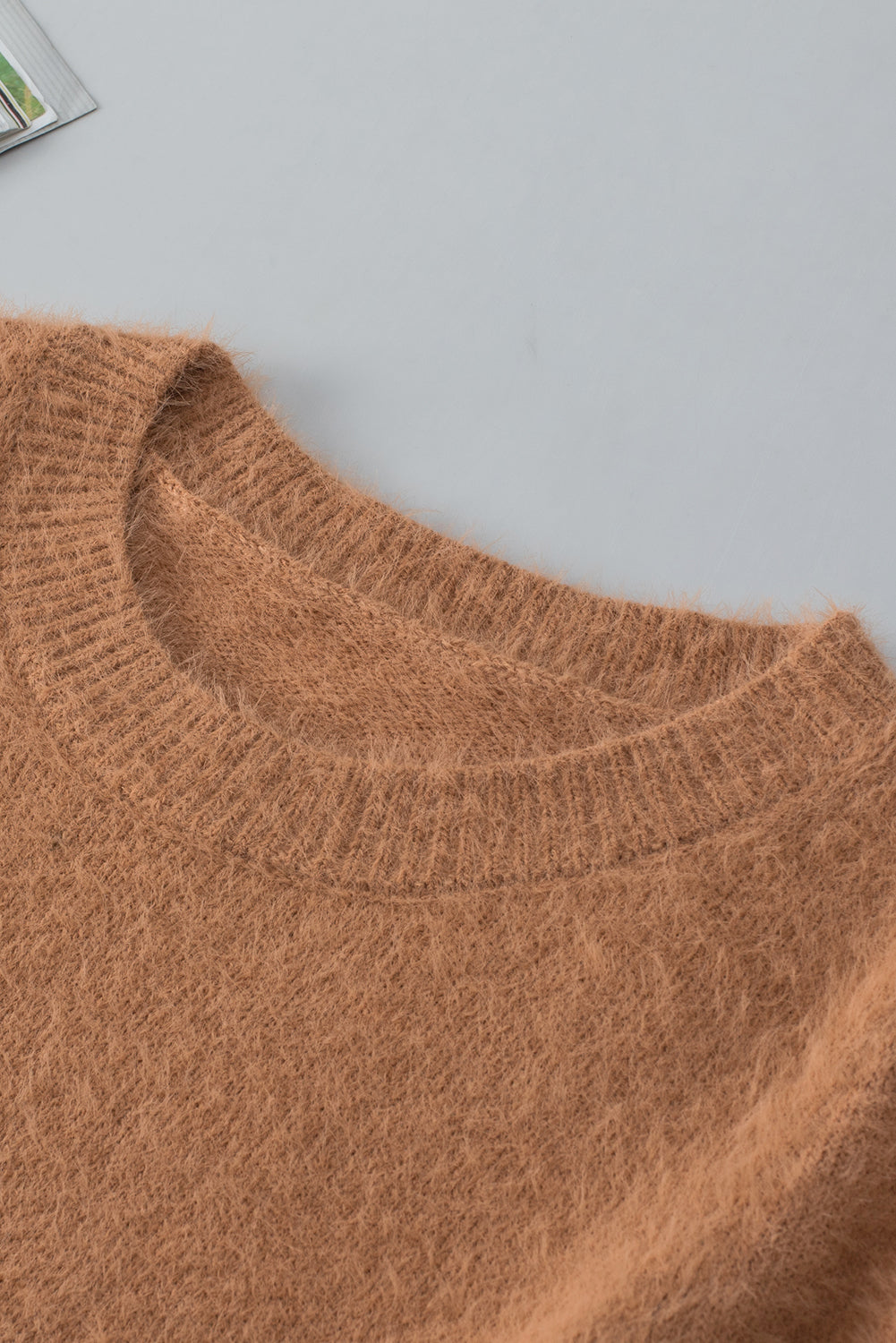 Fuzzy Short Sleeve Sweater | Light French Beige