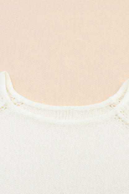 Long Sleeve Cutout Shoulder Relaxed Sweater | White