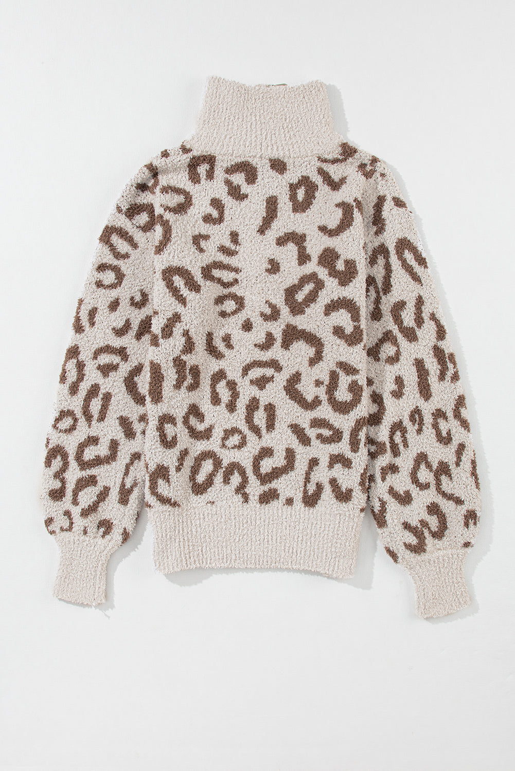 Animal Print Zipped Collared Sweater | Gray