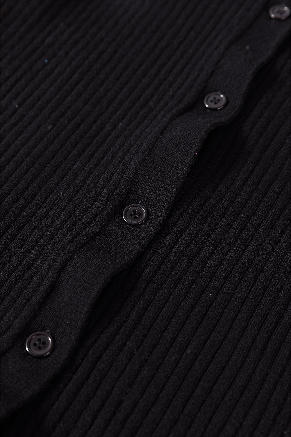 Ribbed Knit Collared Slim Fit Sweater Cardigan | Black