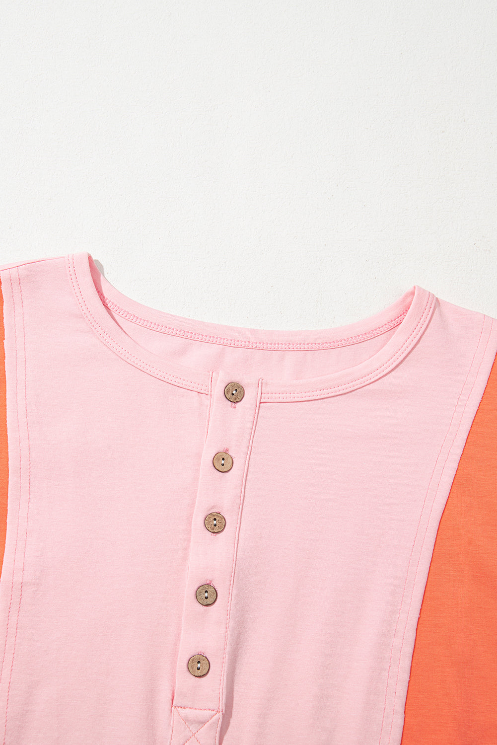 Colourblock Long Sleeve Buttons Henley Top | Pink