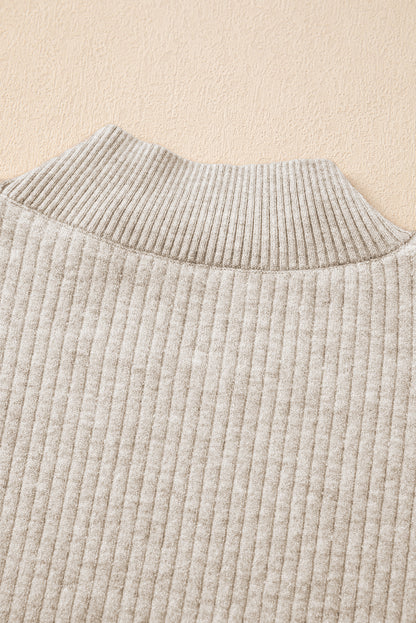 Thermal Lined Ribbed Knit Mock Neck Sweater | Apricot