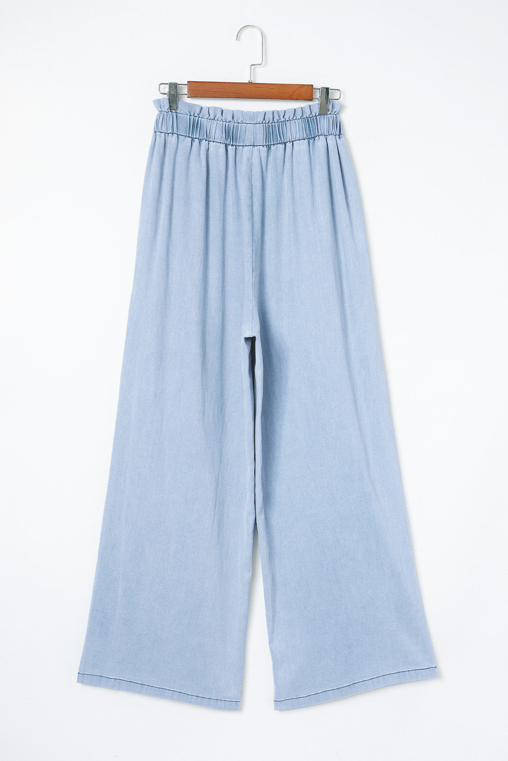 High Waist Pocketed Wide Leg Tencel Jeans | Sky Blue