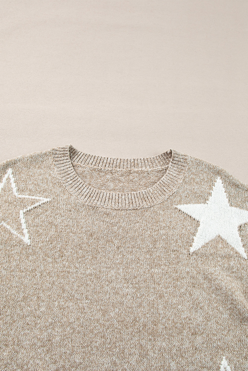 Star Pattern Drop Shoulder Sweater | Khaki