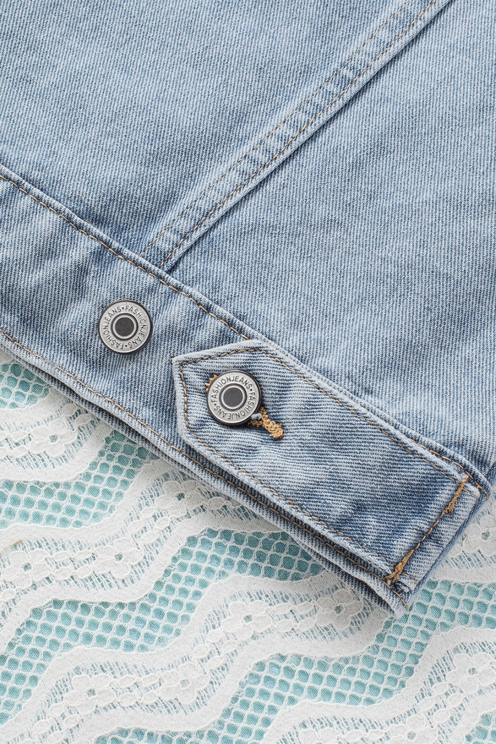 Button Closure Ripped Hooded Denim Jacket | Sky Blue