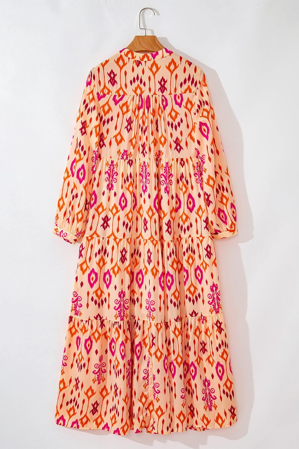 Western Abstract Geometric Printed Maxi Dress | Orange