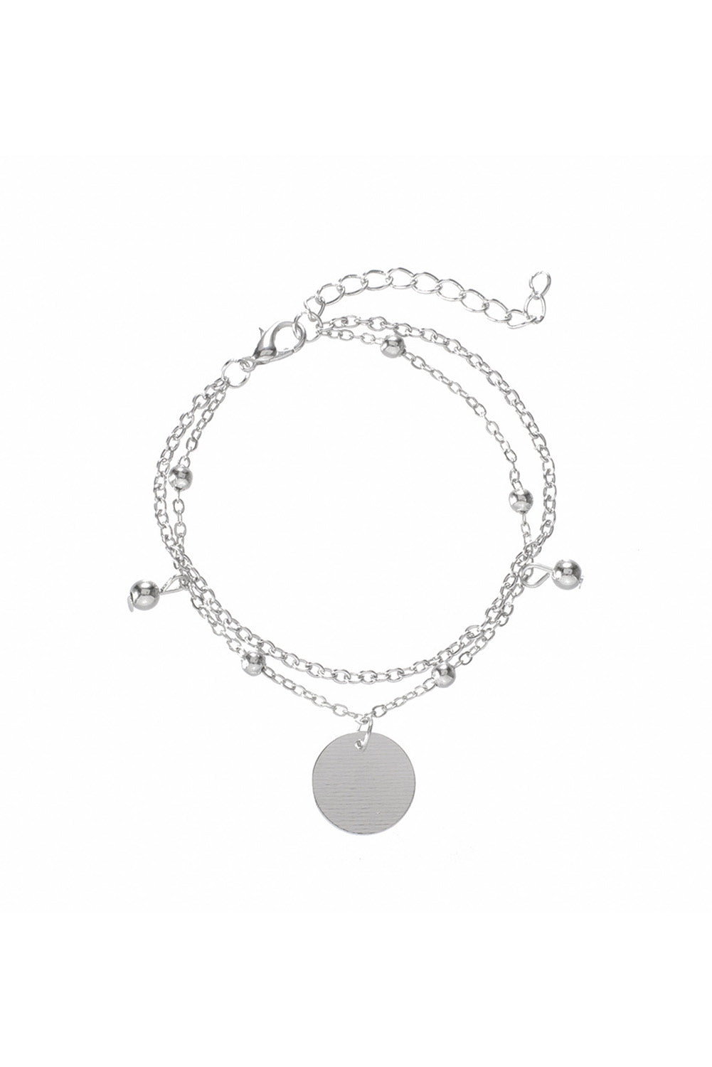 Multilayer Chain Disc Tassel Pendant y Bracelet Set | Silver