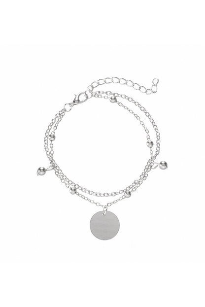 Multilayer Chain Disc Tassel Pendant y Bracelet Set | Silver