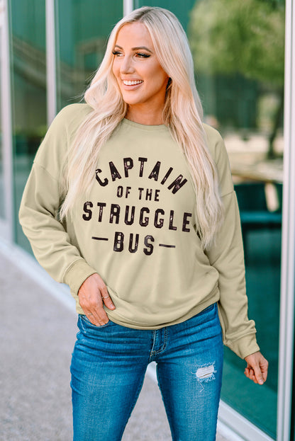 Captin Of The Struggle Bus Graphic Sweatshirt | Khaki