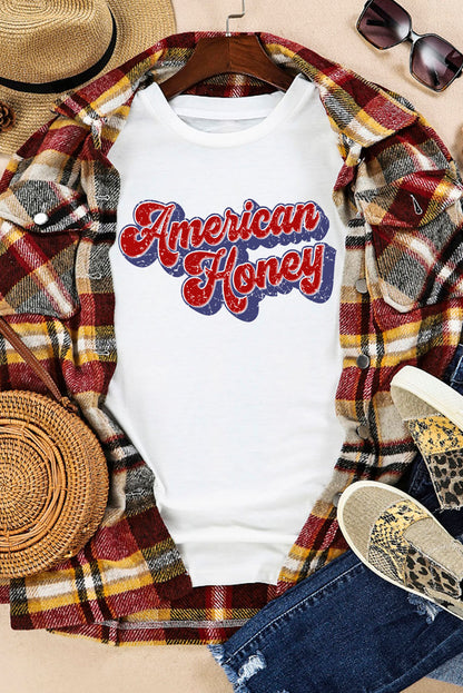 American Honey Graphic Casual Tee | White