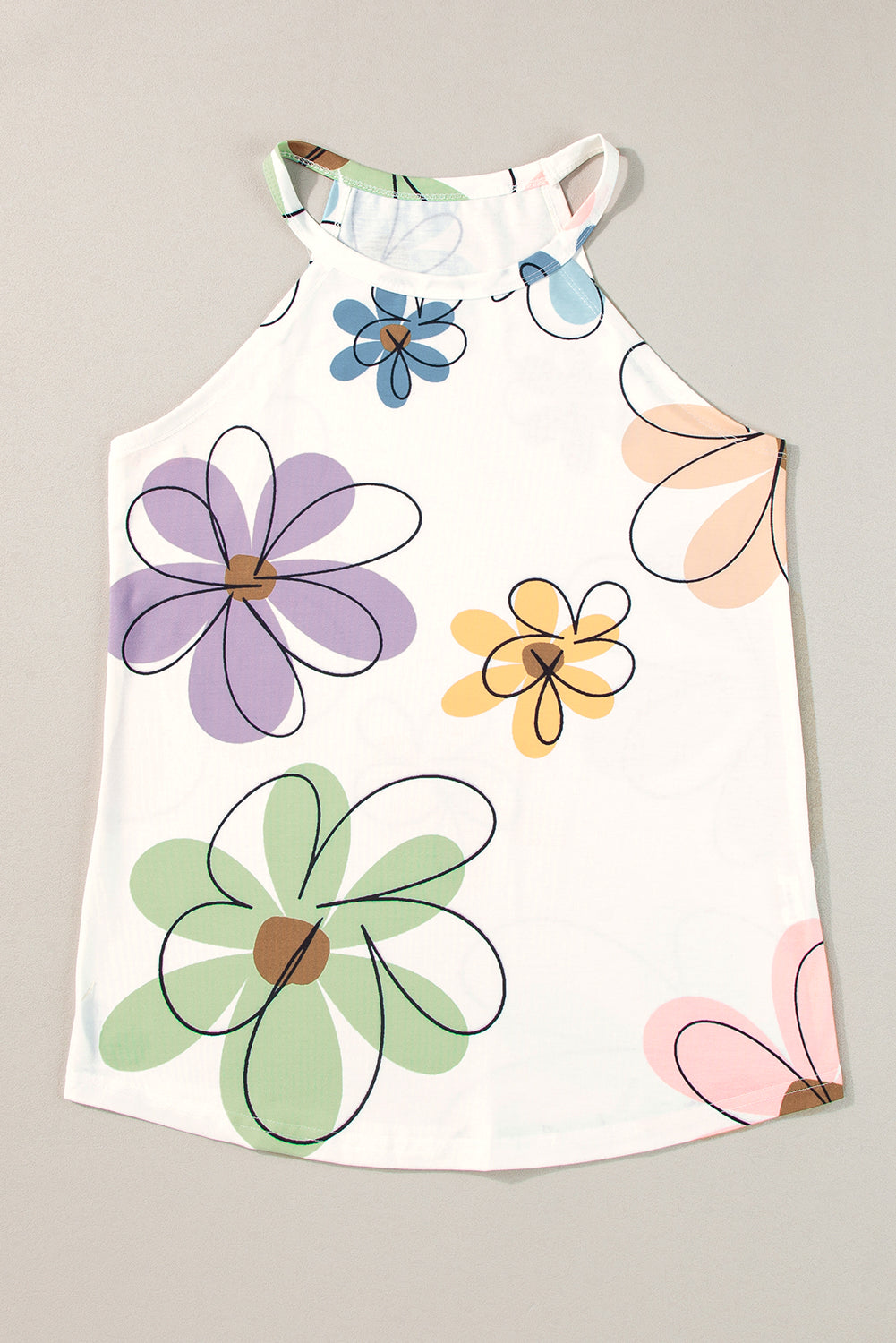 Sweet Floral Tank Top | Beige