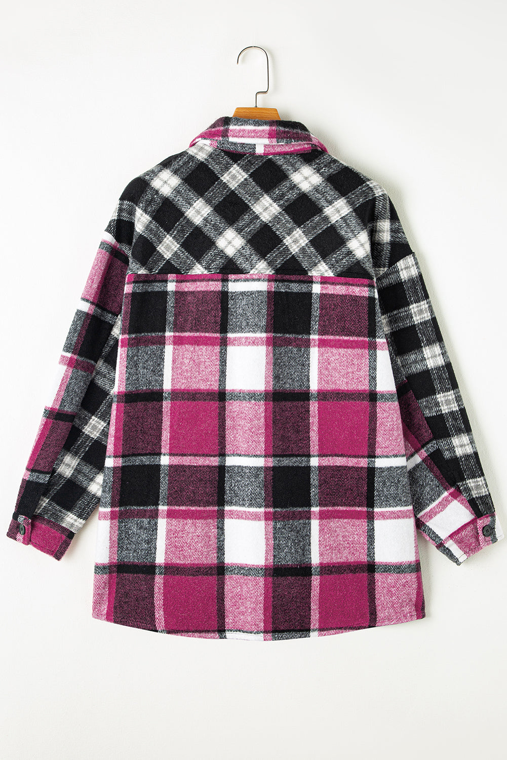 Plaid Colourblock Loose Shacket | Black