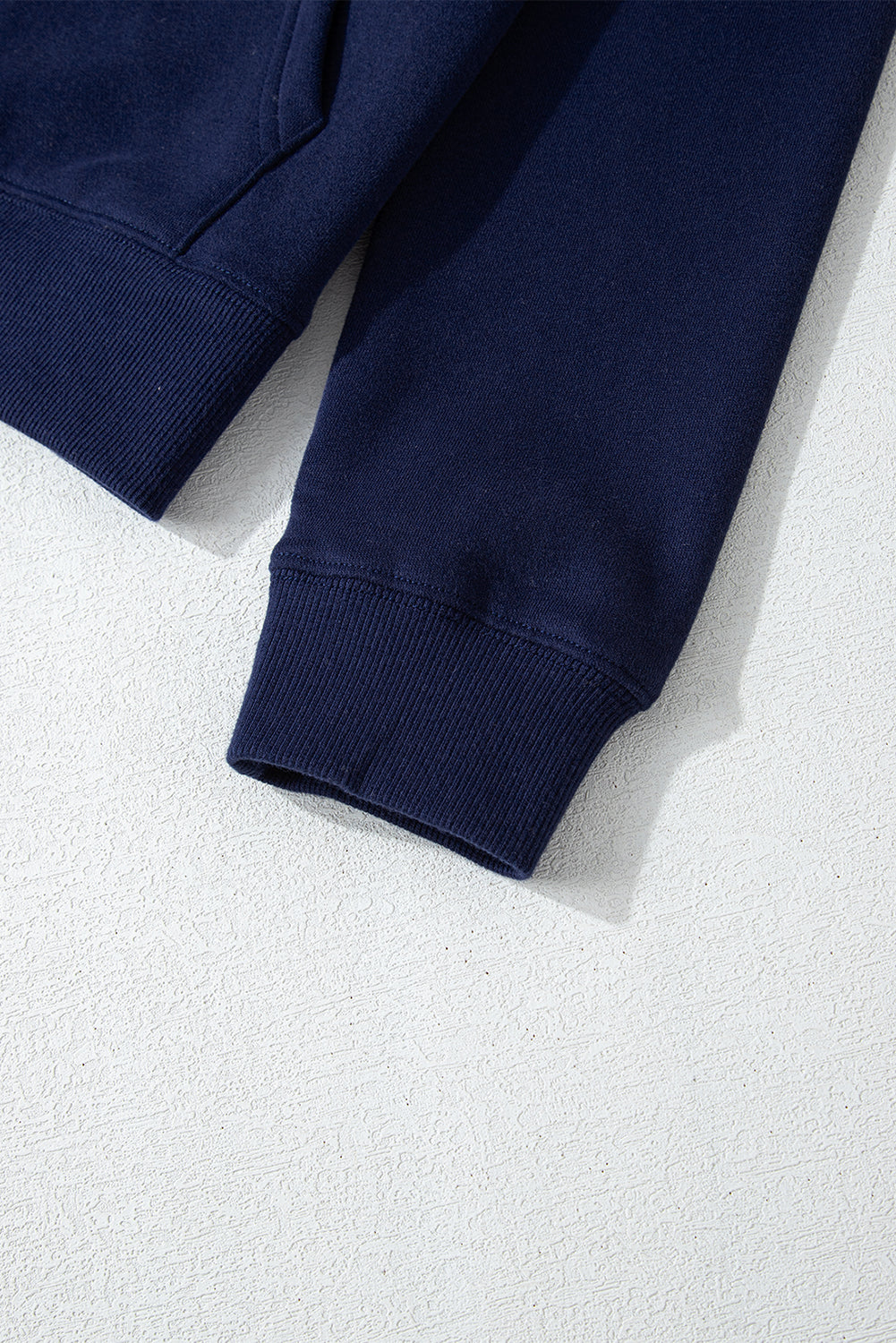 Solid Colour Fleece Lined Zip Up Hoodie | Navy Blue