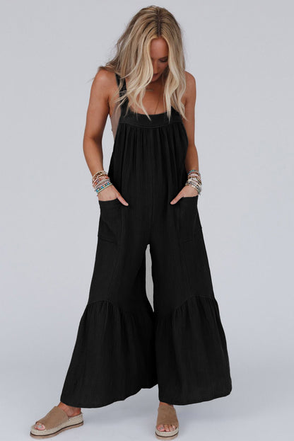 Wide Leg Ruffle Jumpsuit | Black