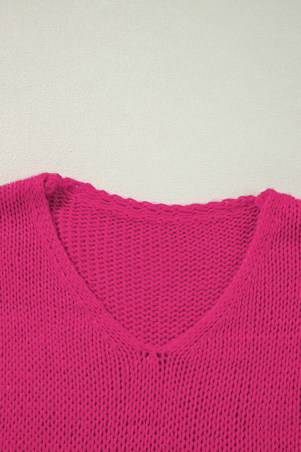 Loose Knitted V Neck Sweater | Rose