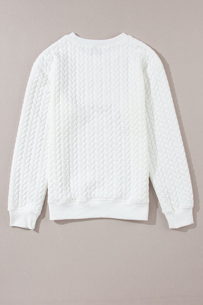 Xoxo Glitter Chenille Cable Knit Pullover Sweatshirt | White