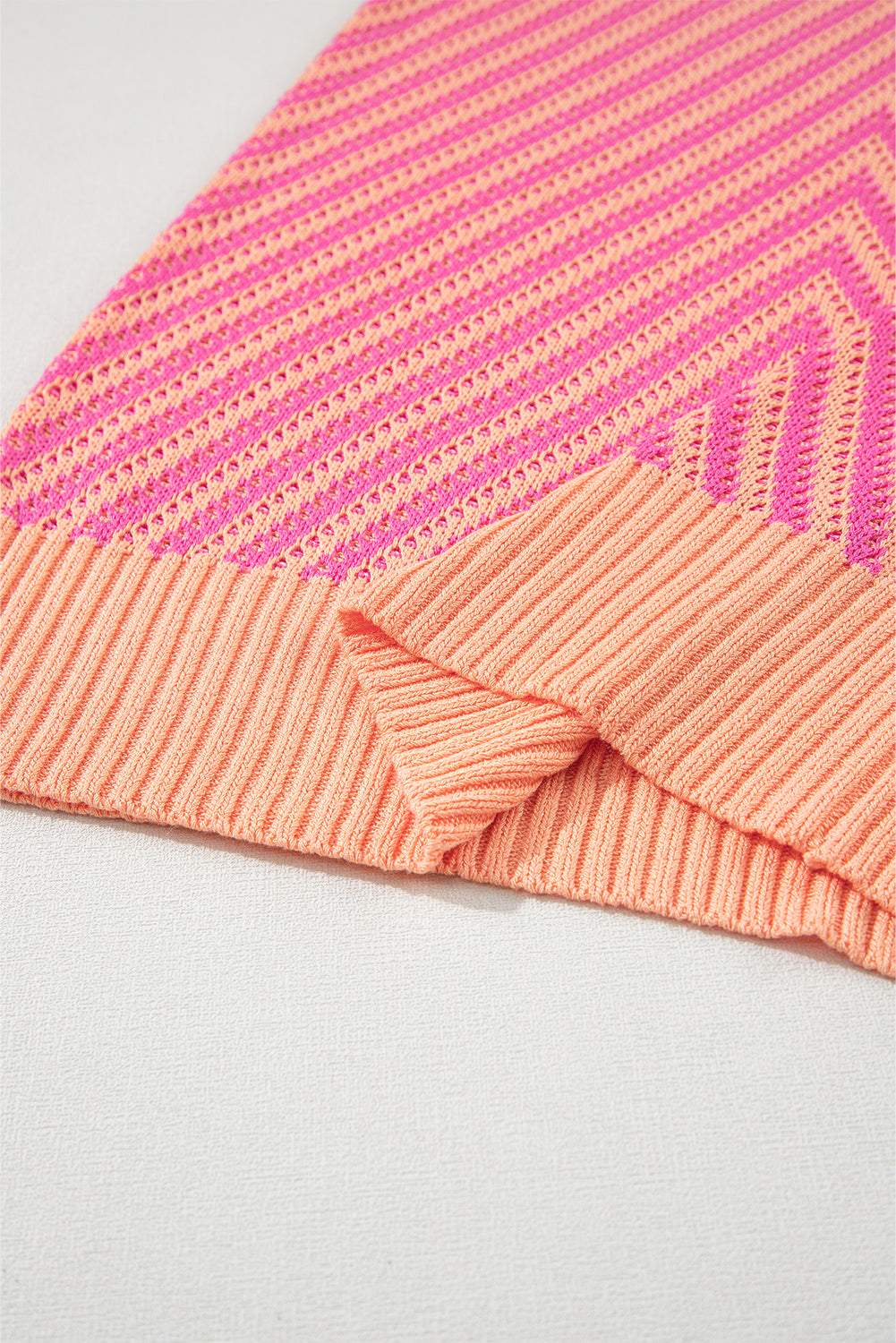 Contrast Chevron Knit V Neck Sweater Vest | Strawberry Pink