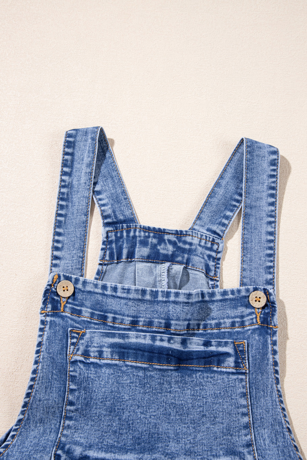 Mineral Wash Buttoned Straps Wide Leg Denim Overalls | Light Blue