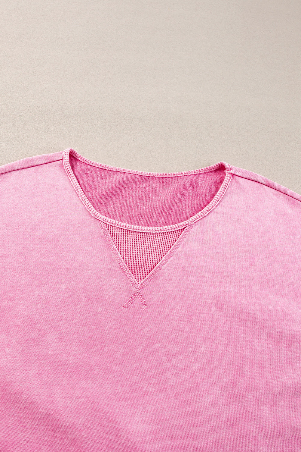 Plus Size Mineral Wash Drop Shoulder Round Neck Sweatshirt | Pink