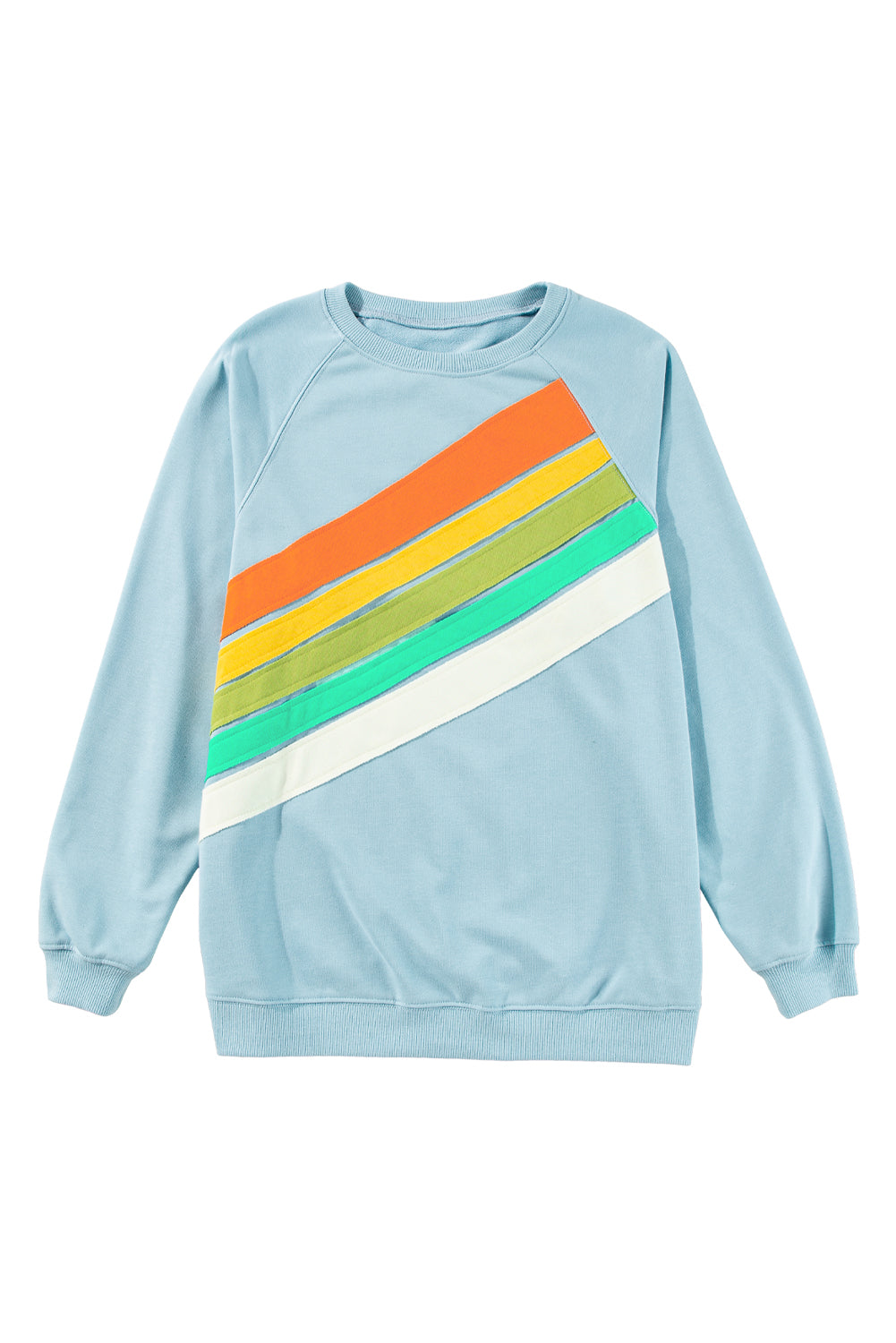 Rainbow Colourblock Striped Pullover Sweatshirt | Beau Blue