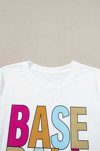 Baseball Mama Multi Colour Graphic Tee | White