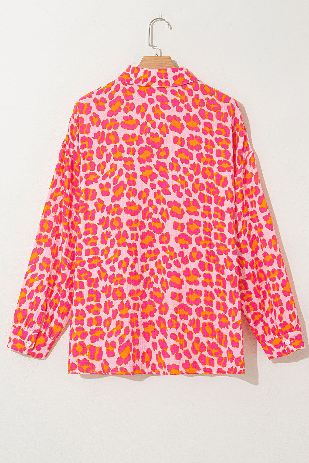 Leopard Printed Button Up Loose Shirt | Rose