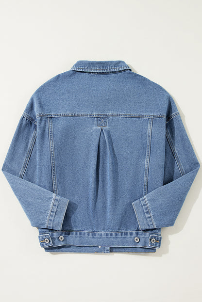 Washed Oversize Pocketed Denim Jacket | Light Blue