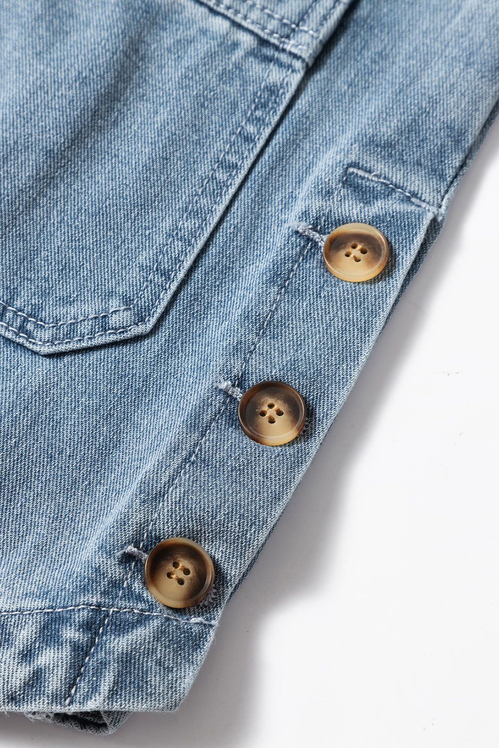 Slit Buttons Pocketed Denim Jacket | Dusk Blue