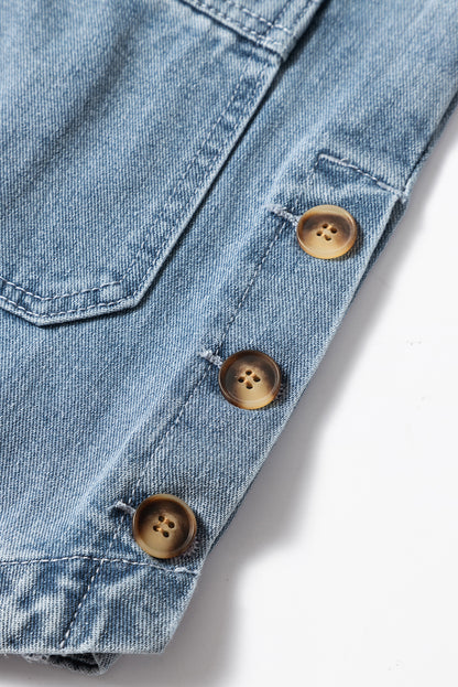 Slit Buttons Pocketed Denim Jacket | Dusk Blue