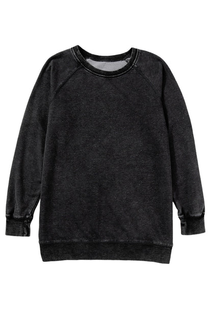 Mineral Wash Oversized Pullover Sweatshirt | Black