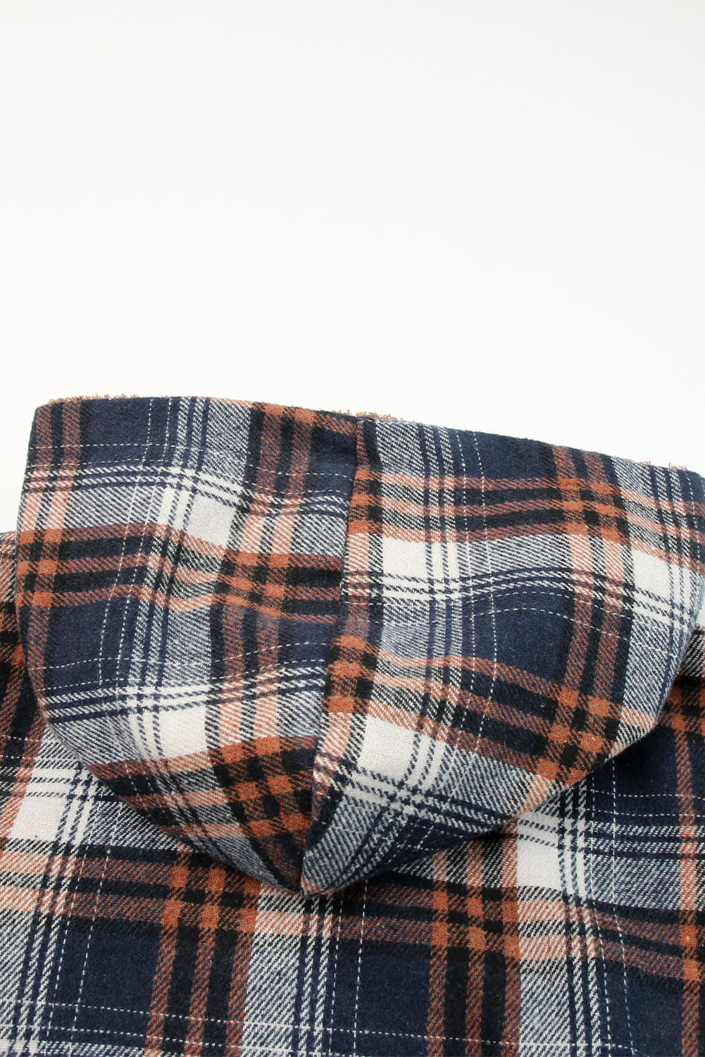 Plaid Pattern Sherpa Lined Hooded Shacket | Blue