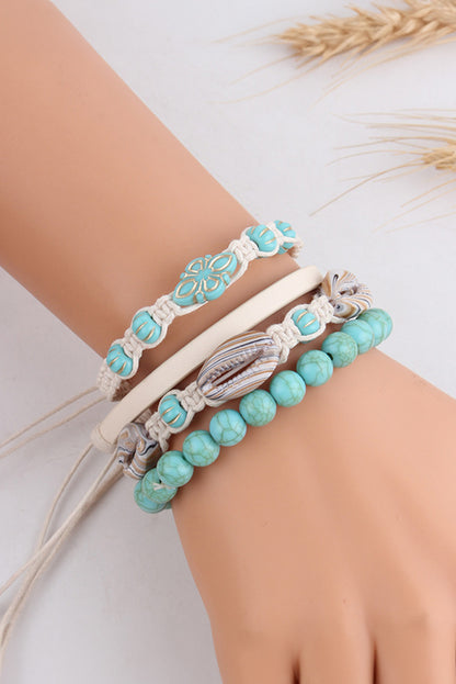 Western Turquoise Shell Multi Layered Bracelet Set | Light Blue