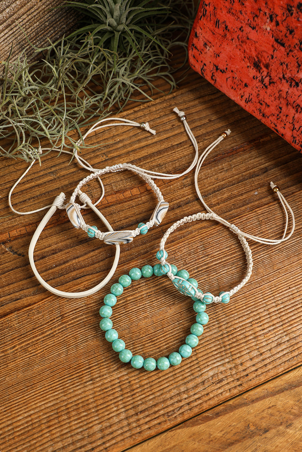 Western Turquoise Shell Multi Layered Bracelet Set | Light Blue