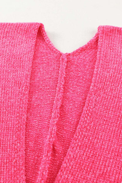 Buttons Front Pocketed Sweater Cardigan | Rose