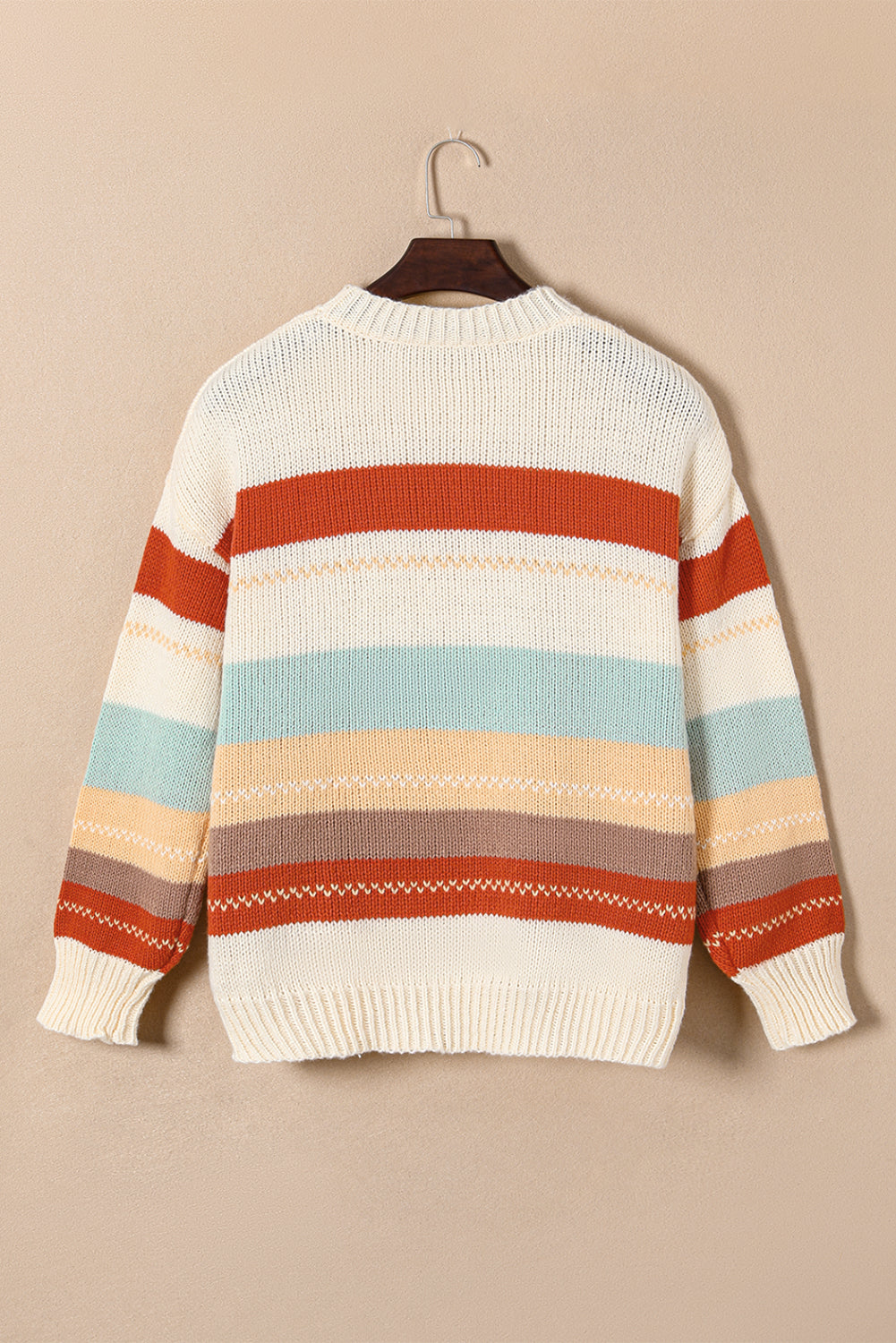 Crew Neck Drop-Shoulder d Colour Block Sweater | Stripe