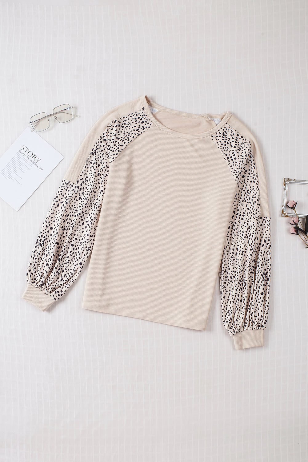 Leopard Print Pullover Top | Khaki