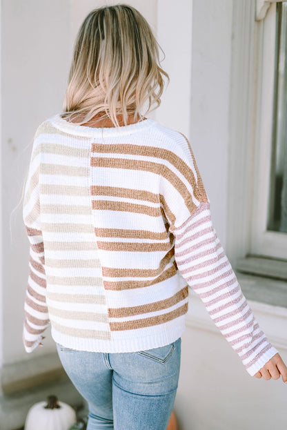 Blocked Drop Shoulder Slouchy Sweater | Stripe