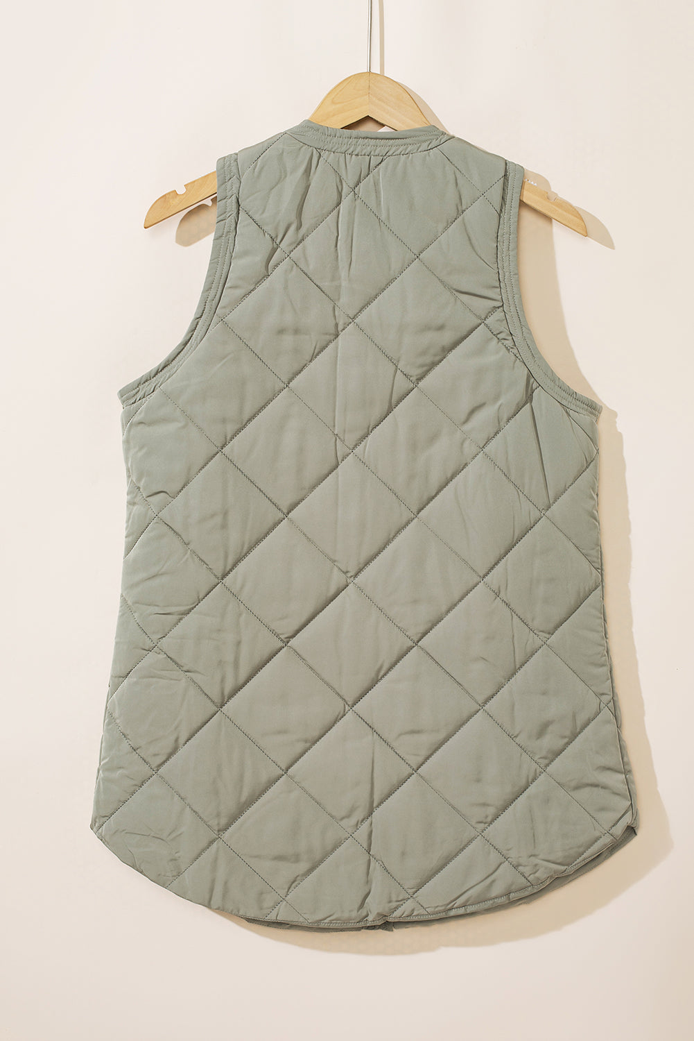 Quilted Long Vest Jacket With Pockets | Grass Green