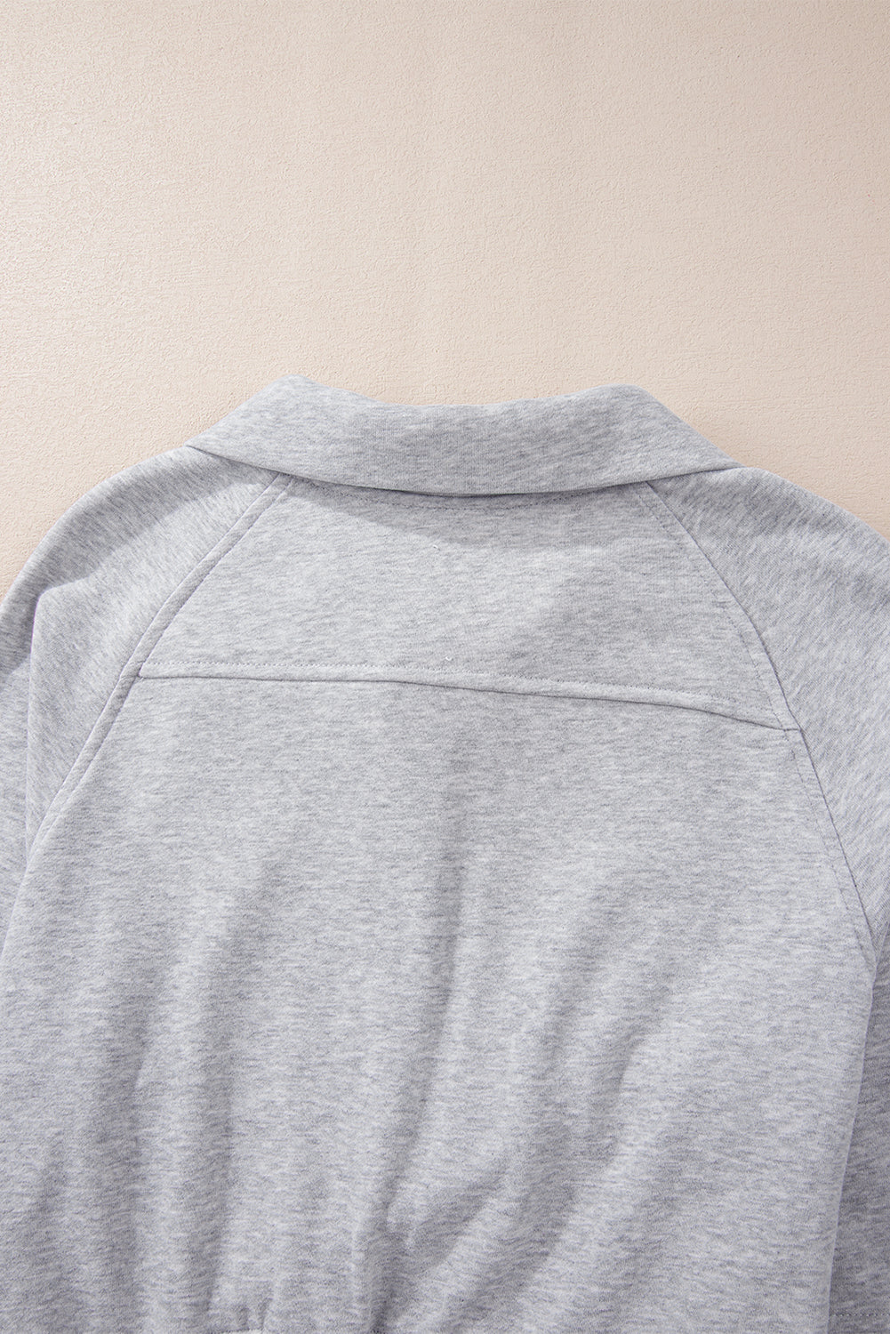 Quarter Zip Stand Neck Kangaroo Pocket Sweatshirt | Light Grey