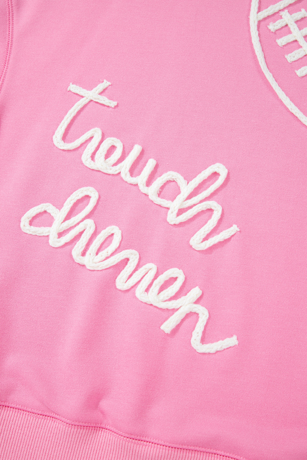 Touch Down Rugby Football Embroidered Plus Size Sweatshirt | Pink