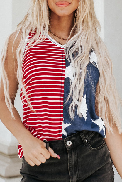 Fiery  American Flag Stars And Stripes Tank Top | Red