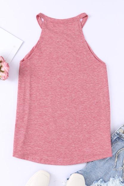 Solid Colour Crew Neck Tank Top | Pink