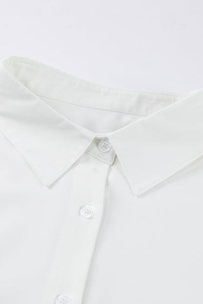 3/4 Puff Sleeve Oversize Shirt | White