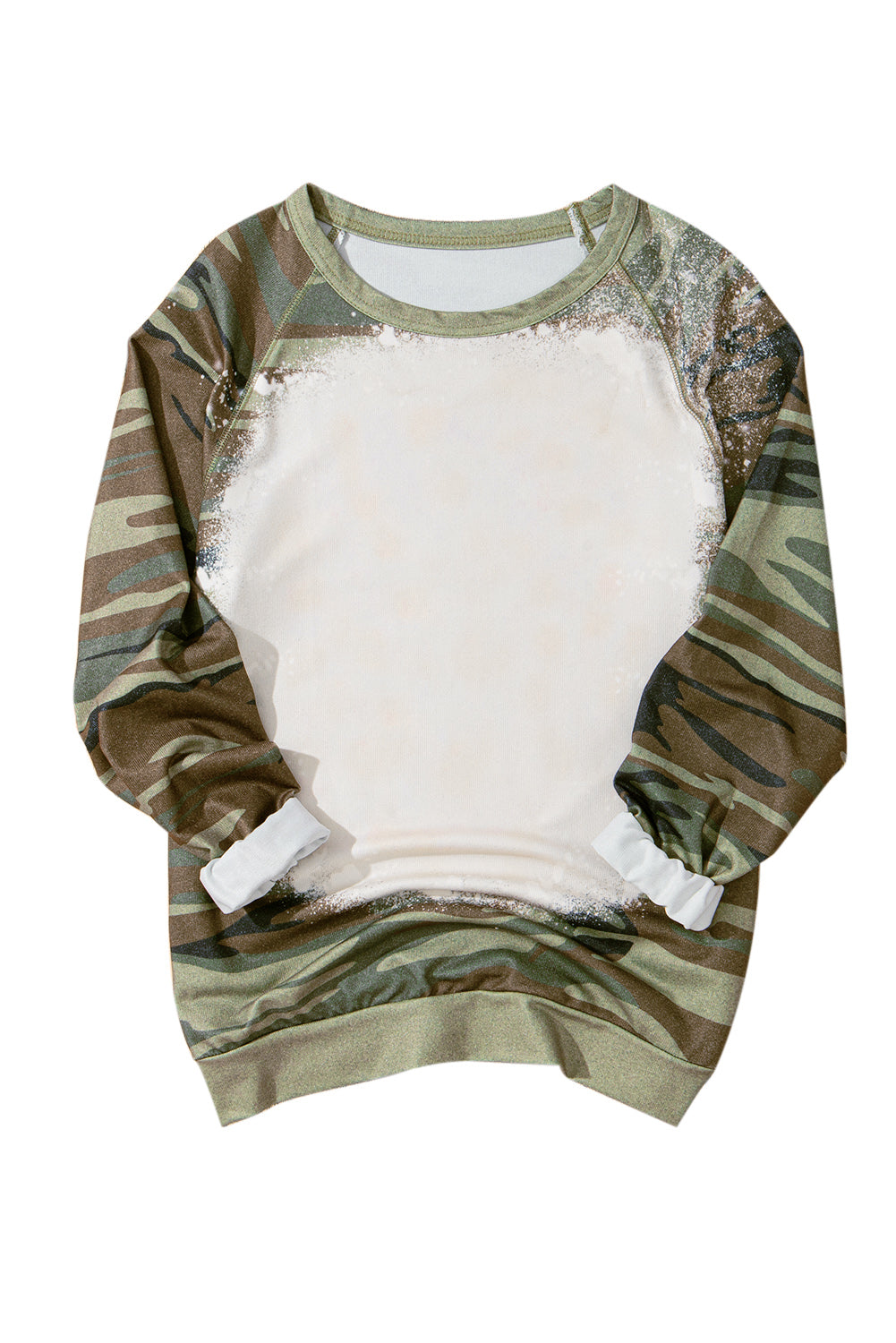 Camouflage Bleached Print Long Sleeve Sweatshirt | Jungle Green