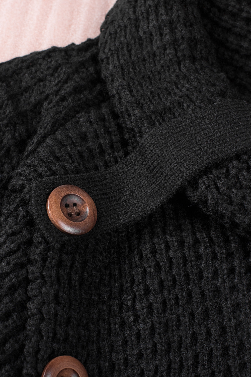 Buttoned Wrap Turtleneck Sweater | Black