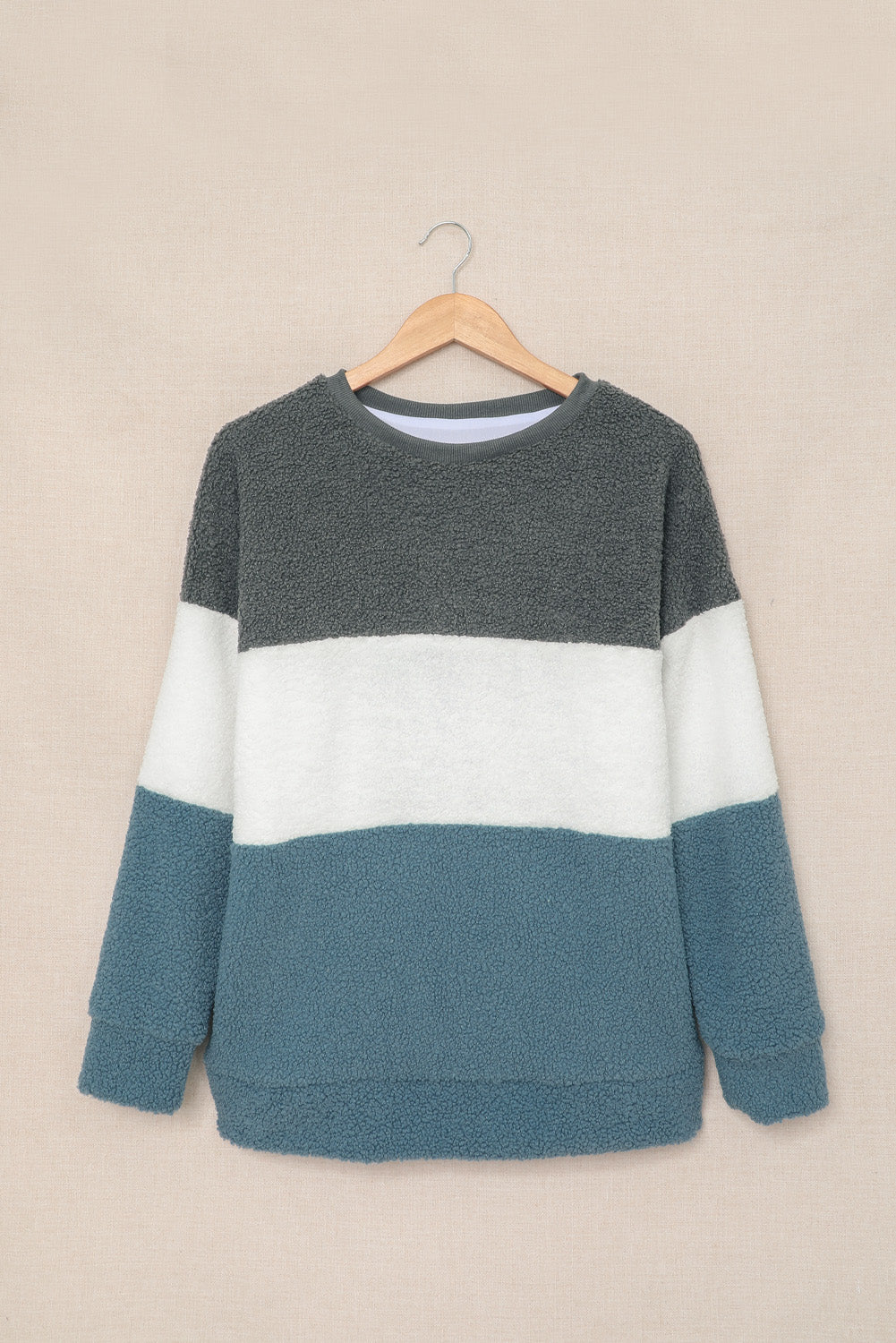 Oversized Colourblock Plush Sweatshirt | Gray