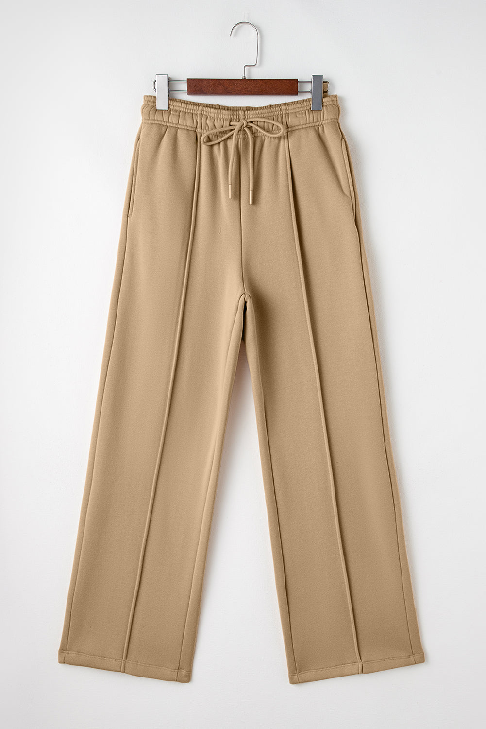 Exposed Seam Drawstring High Waist Wide Leg Pants | Smoke Gray