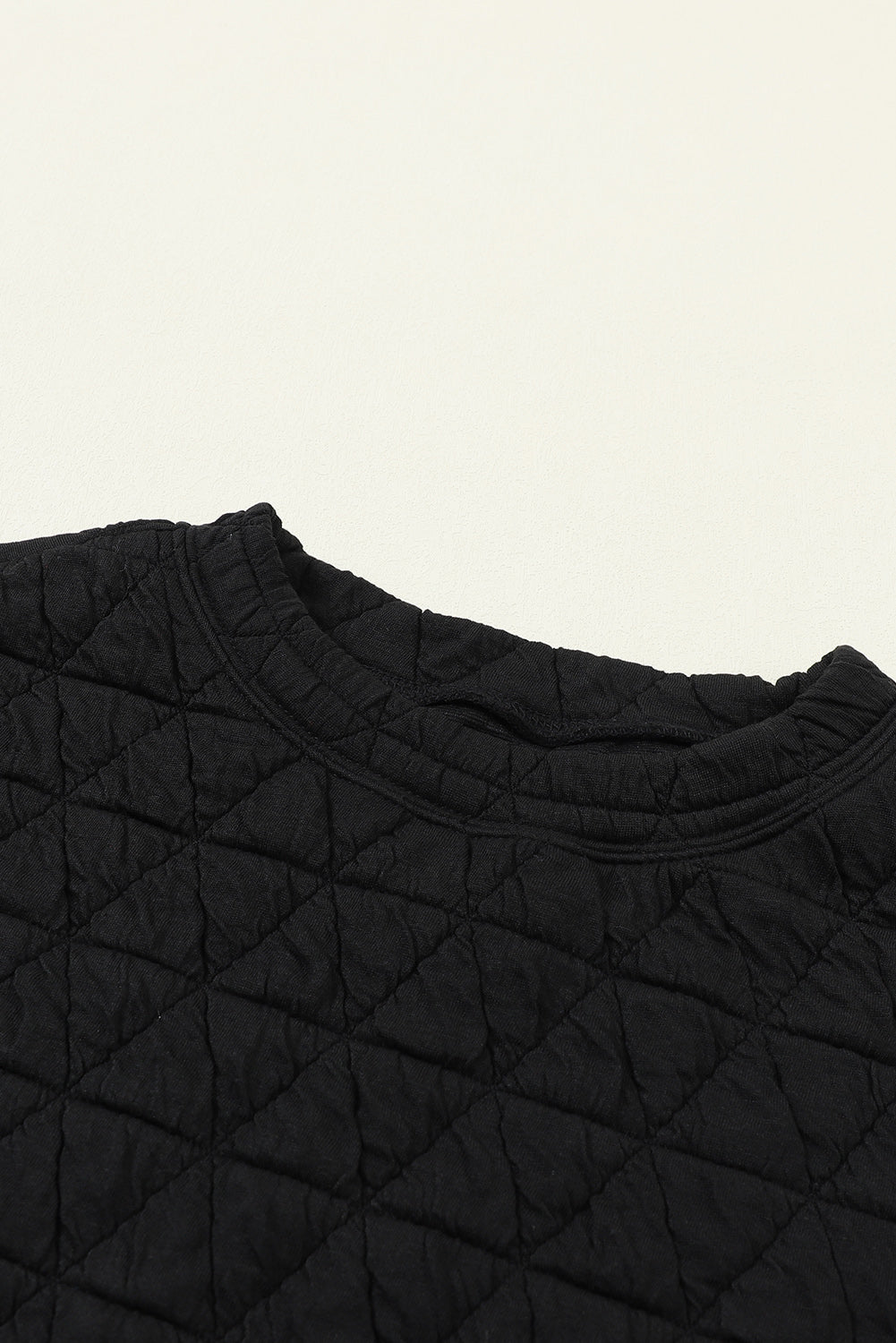 Solid Quilted Pullover And Pants Outfit | Black