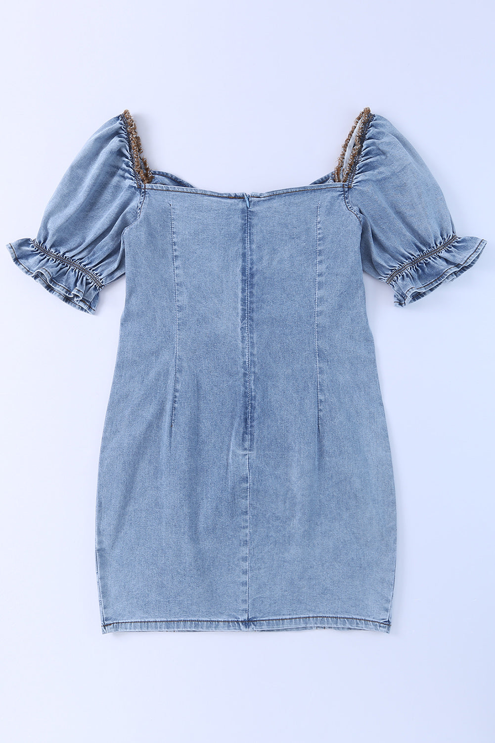 Buttoned Denim Bodycon Mini Dress | Sky Blue