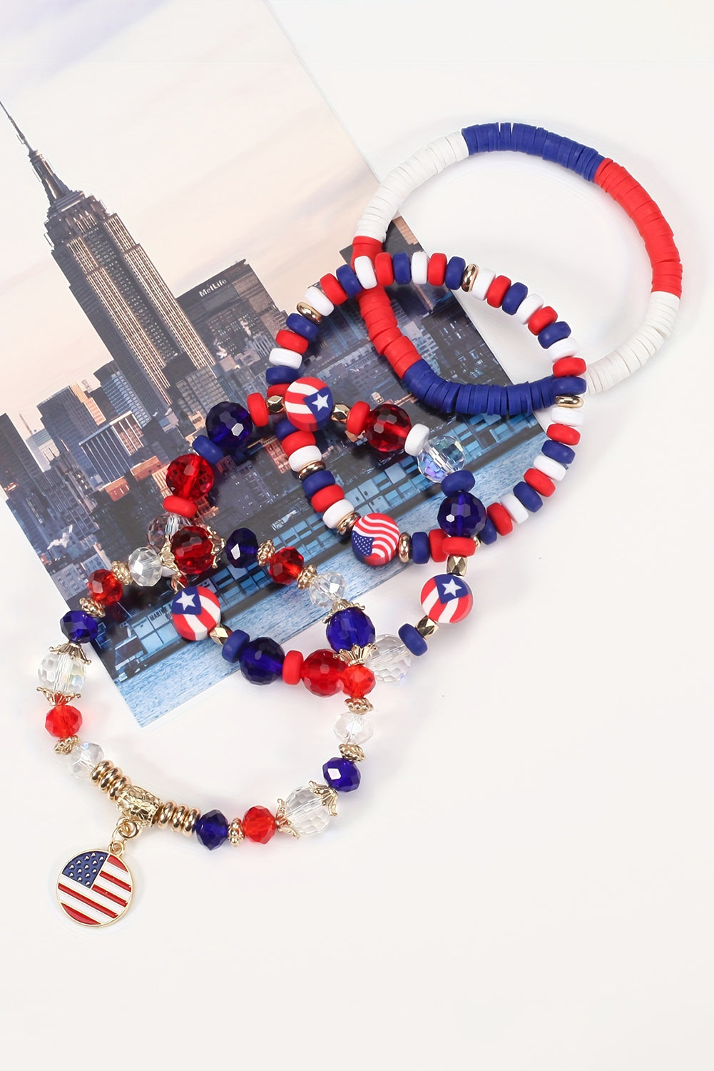 Flag Day Beaded Multilayered Bracelet | Fiery Red